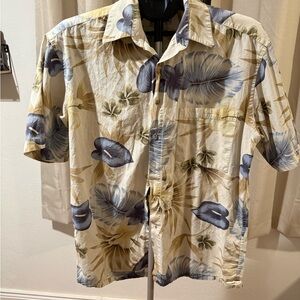 Pierre Cardin Men's Floral Button Down Shirt - Blue and Tan